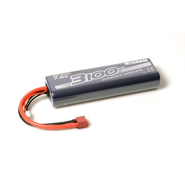 NOSRAM 3100mAh - 7.4V - 50C LiPo Car Stickpack Hardcase - T-DYN konektor