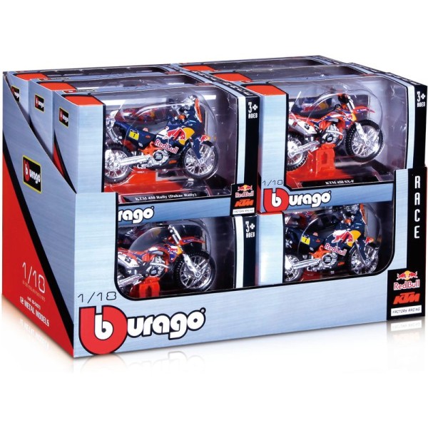 Bburago motocykly Red Bull KTM 1:18 (sada 12ks)