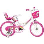 DINO Bikes - Dětské kolo 14” Jednorožec se sedačkou