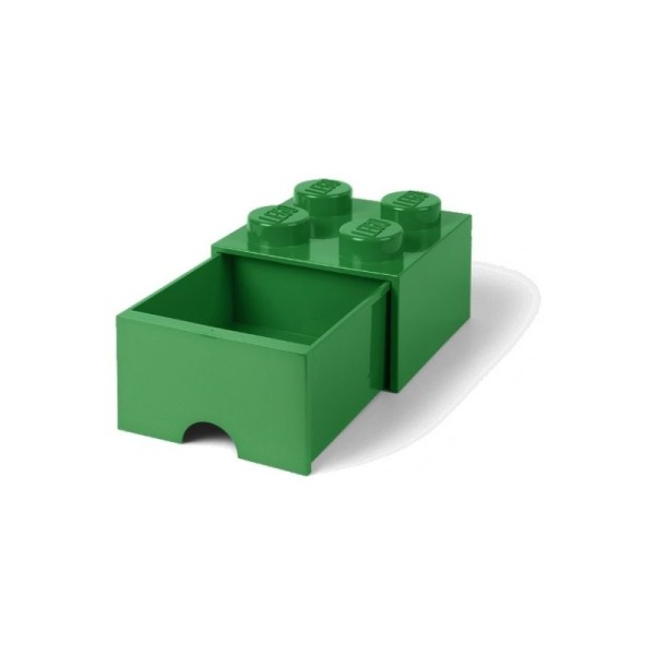 LEGO úložný box s šuplíkem 250x250x180mm - tmavě zelený