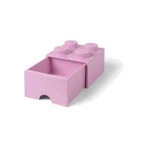 LEGO úložný box s šuplíkem 250x250x180mm - světle růžový