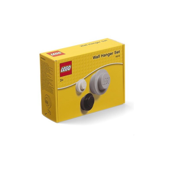 LEGO věšák na zeď (3 ks) - bílá, černá, šedá