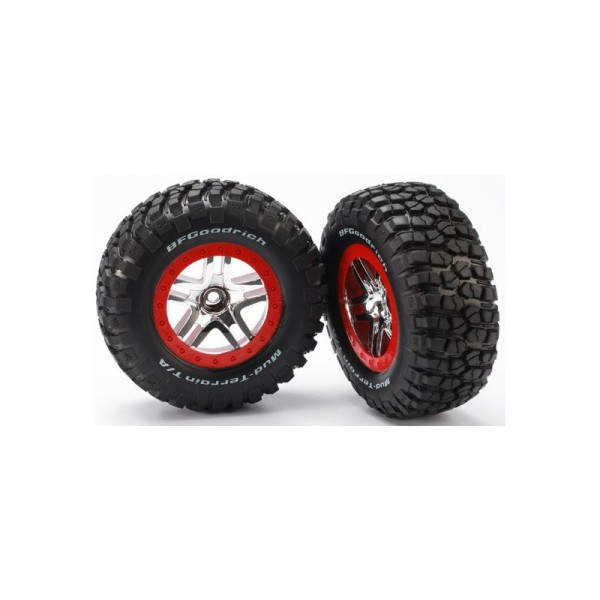 Traxxas kolo 2.2/3.0”, disk SCT Split-Spoke stříbrný-červený, pneu KM2 (2) (2WD přední)