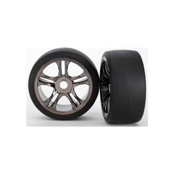 Traxxas kolo, disk Split-Spoke černý chrom, pneu slick S1 (2) (přední)