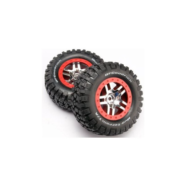 Traxxas kolo 2.2/3.0”, disk SCT Split-Spoke stříbrný-červený, pneu KM2 (2)