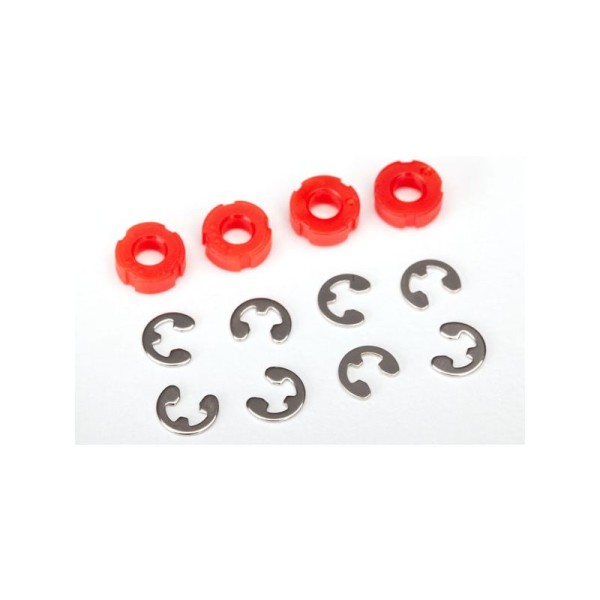 Traxxas Piston, damper (red) (4)/ e-clips (8)