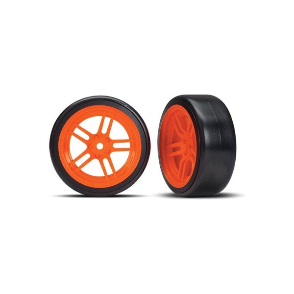 Traxxas kolo 1.9”, disk split-spoke oranžový, pneu Drift (2) (přední)