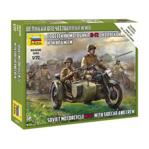 Zvezda figurky - Soviet M-72 Sidecar Motorcycle w/Crew (1:72)