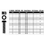 Imbus šrouby s půlkulatou hlavou - sada/box - M3 - ocelové černé, 375 ks.