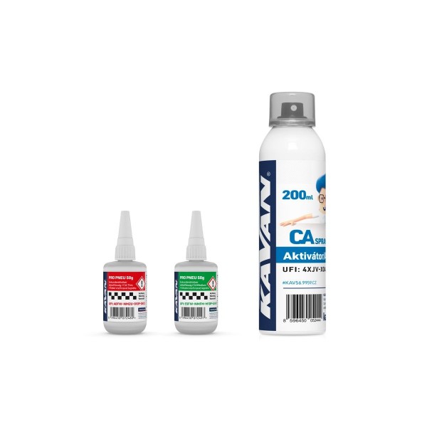 KAVAN PRO PNEU střední a řidké vteřinové lepidlo 50g + Kavan PRO aktivátor CA 200ml