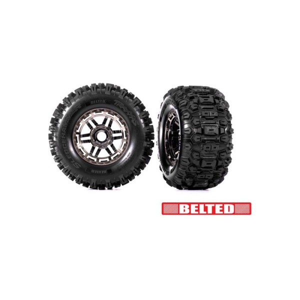 Traxxas kolo 2.9/3.8”, disk černý chrom, pneu Sledgehammer All-Terrain belted (2)