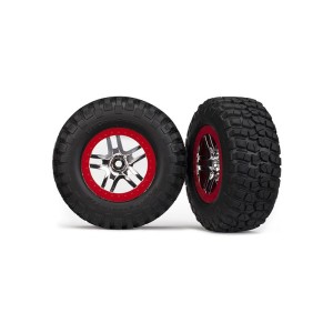 Traxxas kolo 2.2/3.0”, disk SCT Split-Spoke stříbrný-červený, pneu KM2 S1 (2) (2WD přední)