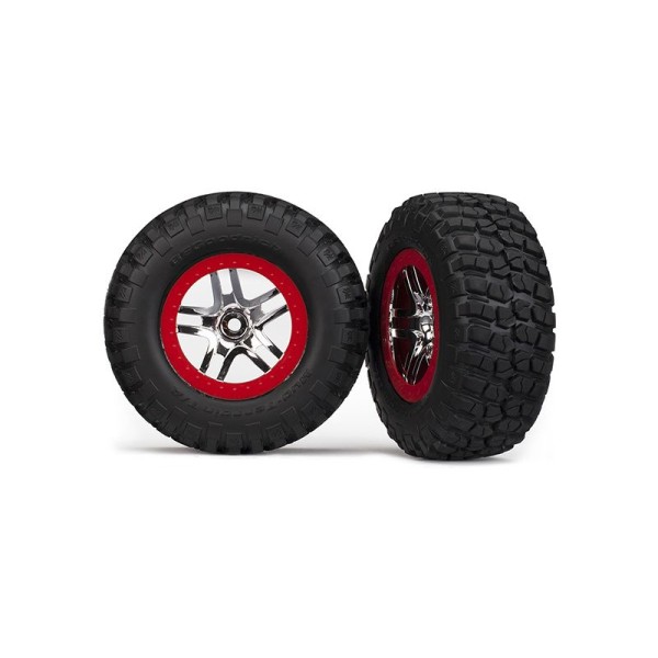 Traxxas kolo 2.2/3.0”, disk SCT Split-Spoke stříbrný-červený, pneu KM2 S1 (2) (2WD přední)