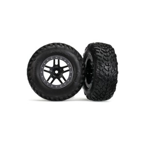 Traxxas kolo 2.2/3.0”, disk SCT Split-Spoke černý-saténový, pneu SCT (2) (2WD přední)