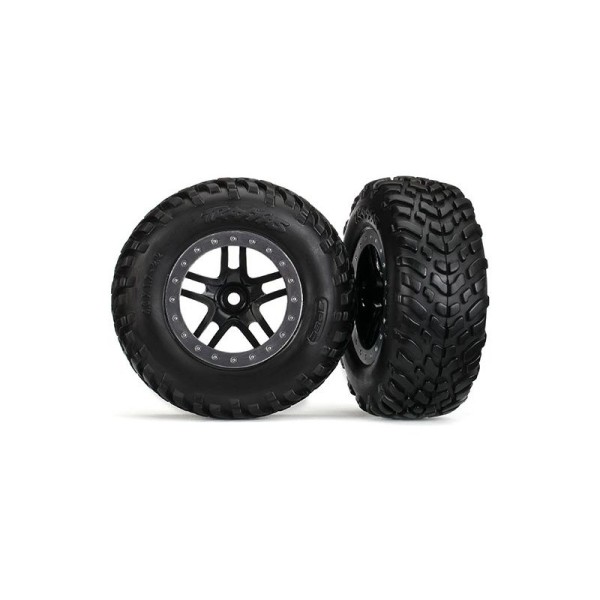 Traxxas kolo 2.2/3.0”, disk SCT Split-Spoke černý-saténový, pneu SCT (2) (2WD přední)