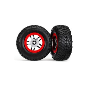 Traxxas kolo 2.2/3.0”, disk SCT Split-Spoke stříbrný-červený, pneu SCT(2)